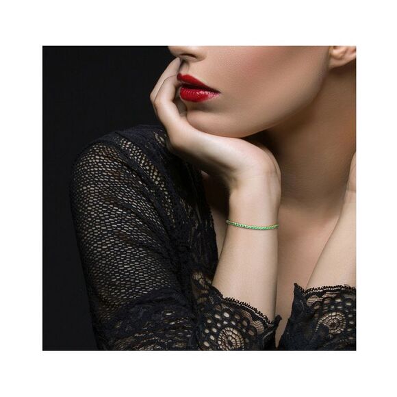 4.59 Carat (ctw) Lab-Created Emerald Bracelet Yellow Plated Sterling Silver